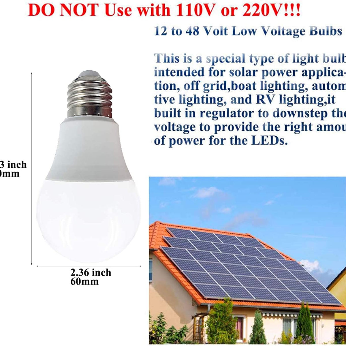 LED Bulbs 10v to 60v DC-Direct 4 Pack  - 12v / 24v / 36v / 48v Systems
