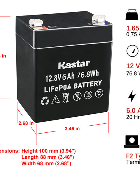 12v 6ah or 12ah LiFePO4 Lithium Battery, Charger, & Wire Harness Kit for Patient Ceiling Lifts