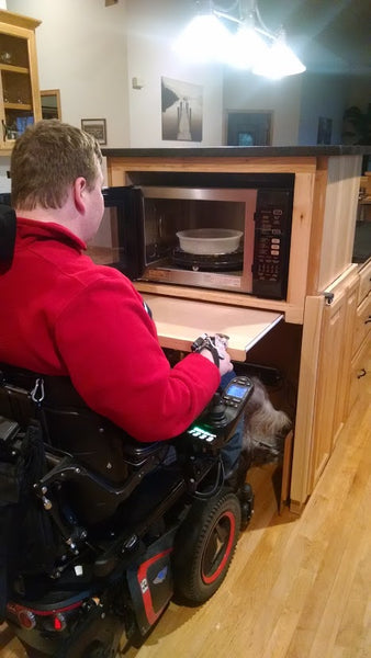 Wheelchair Accessible Kitchen Vertical Rising Convection Oven Microwave Cabinet