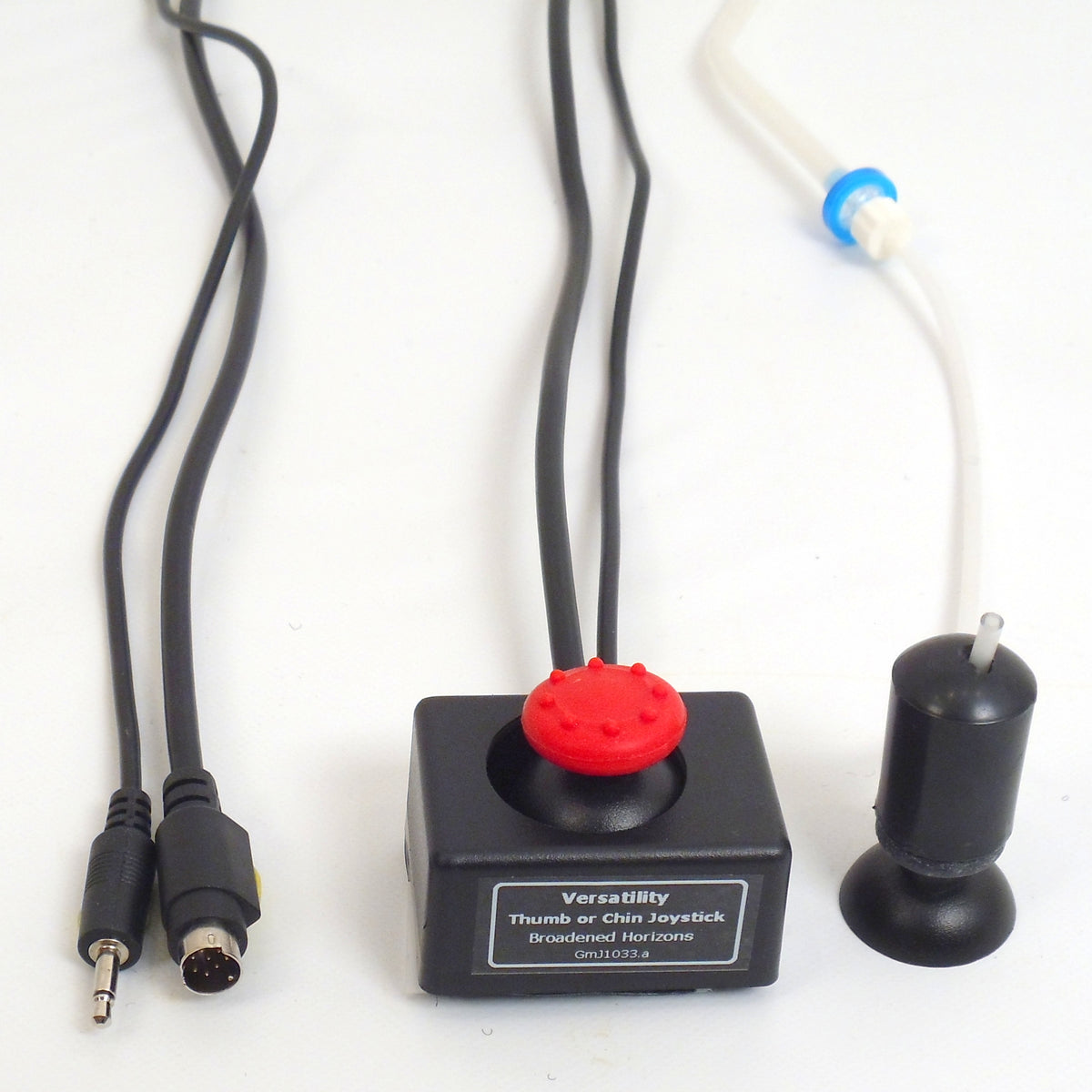 Versatility Thumb, Mouth, Chin, or Finger Mini OEM-Style Joystick with Integrated Sip-n-Puff Tubing plus Joy Button - Broadened Horizons Direct