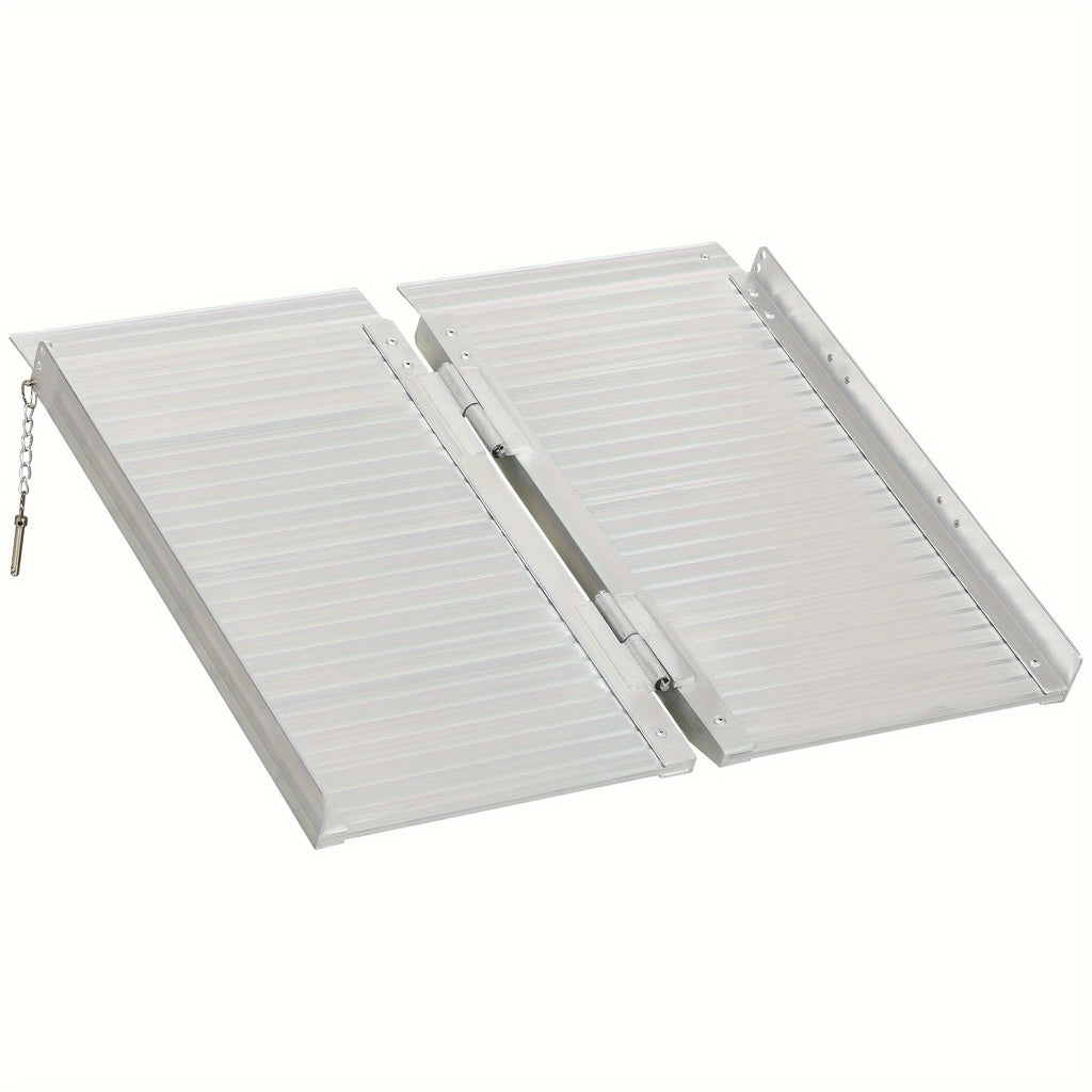 Wheelchair Ramp 2FT Foldable Aluminum Threshold Ramp with Non-Slip Surface and Handle, 700lbs Weight Capacity, Ideal for steps 2" to 4" inches, High quality welded no rivets!