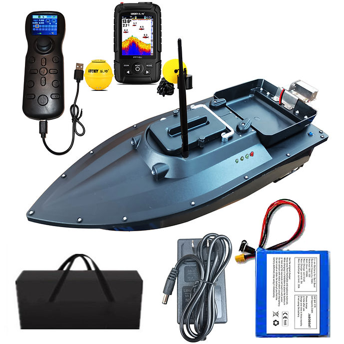 bait boat fish finders Kreiaoer RC Fishing with GPS, Dual Motor Finder with Night Light Signal 1640ft Remote Control Range, Support Route Calibration, 4.4 lbs Loading for Professional Fishing (Yellow) : Toys bright front LED lights featuring two illumination modes (steady/flash) Fish Hunter Drone Fishing Boat
