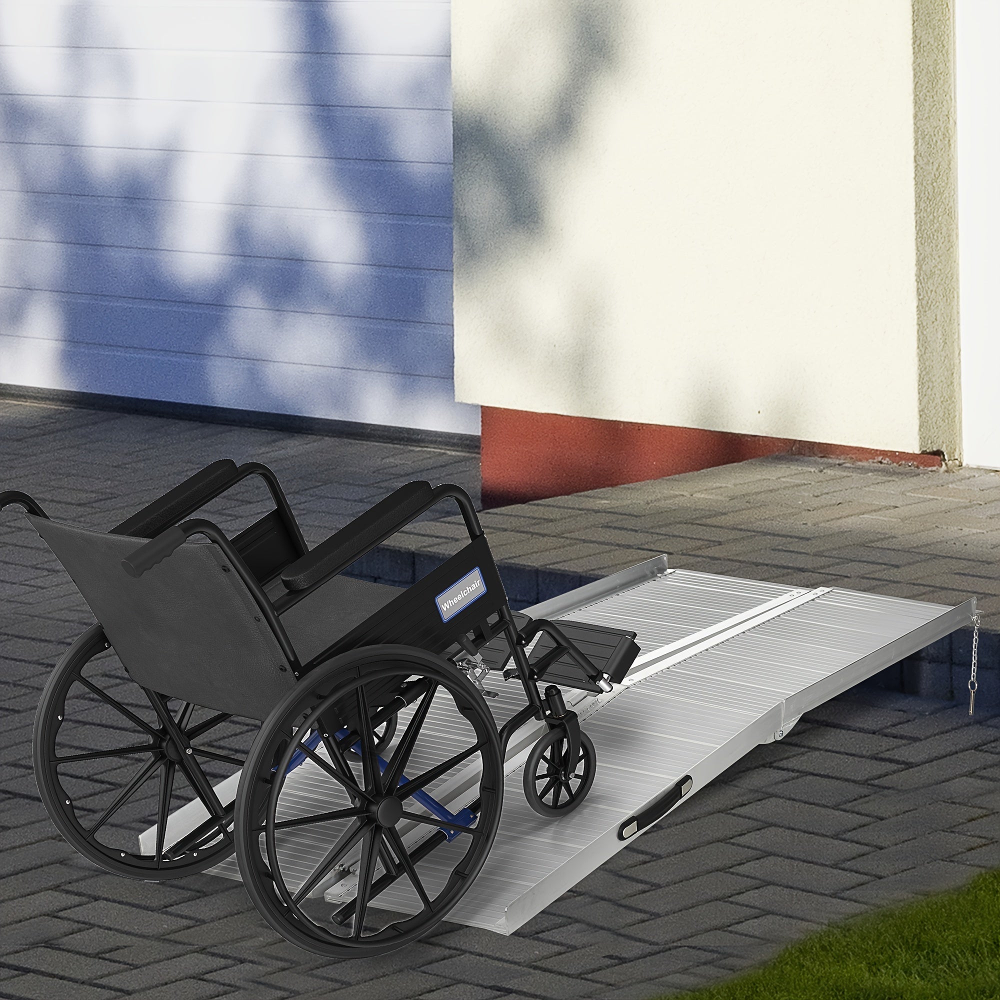 Wheelchair Ramp 6FT, Foldable Aluminum Threshold Ramp with Non-Slip Surface and Handle, 600lbs Weight Capacity, for doorways curbs and up to 2 steps