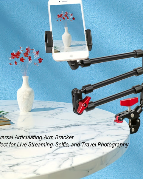 Friction Arm Mount - 8 Joint 5 Section Aluminum, Multi-functional, & Rotatable + Aluminum Super Clamp