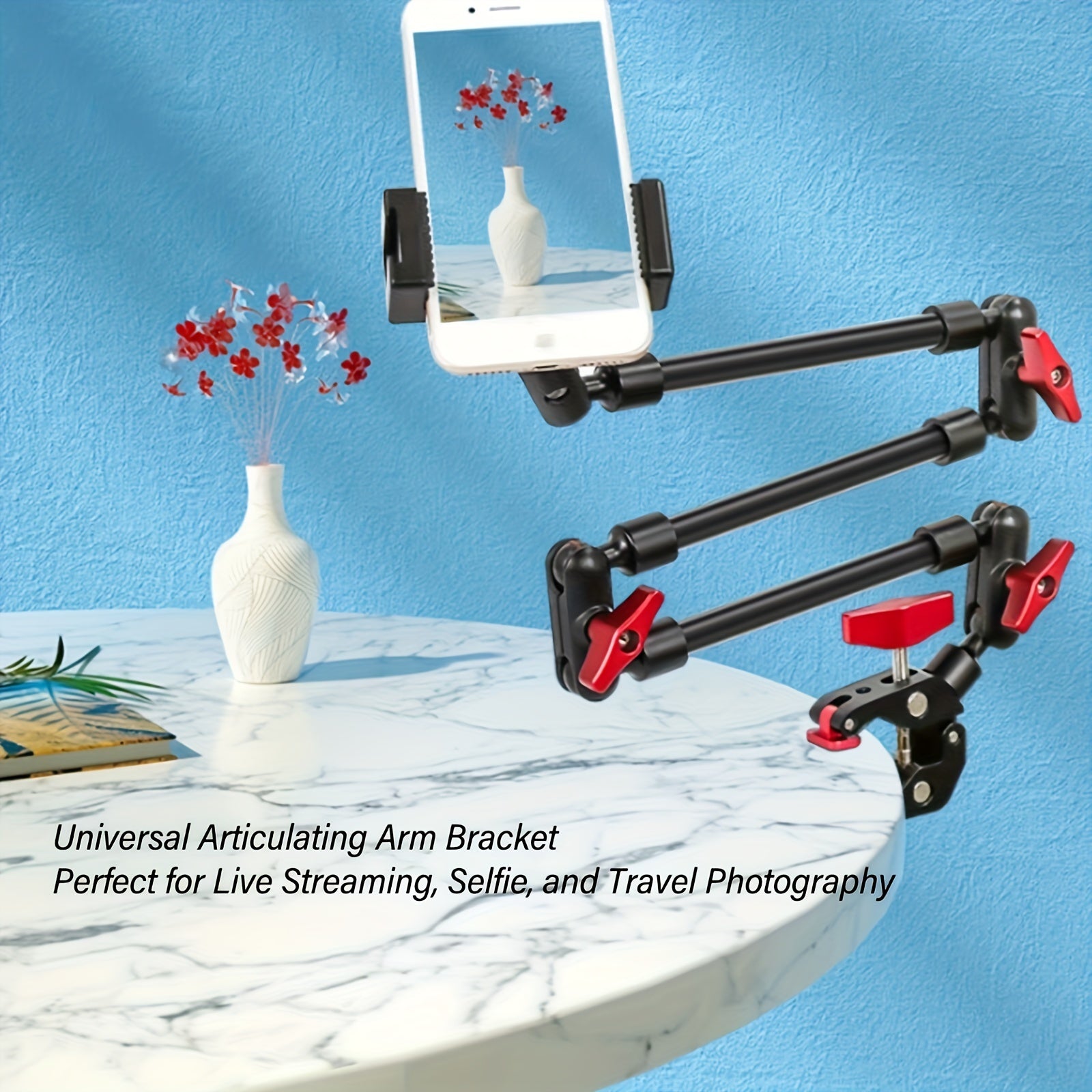 Support du bras de friction - 8 Joint 5 Section en aluminium, multifonctionnel et rotatif + super pince en aluminium