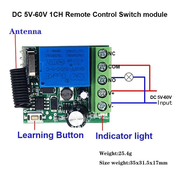 5v-60v DC switch RF Receiver