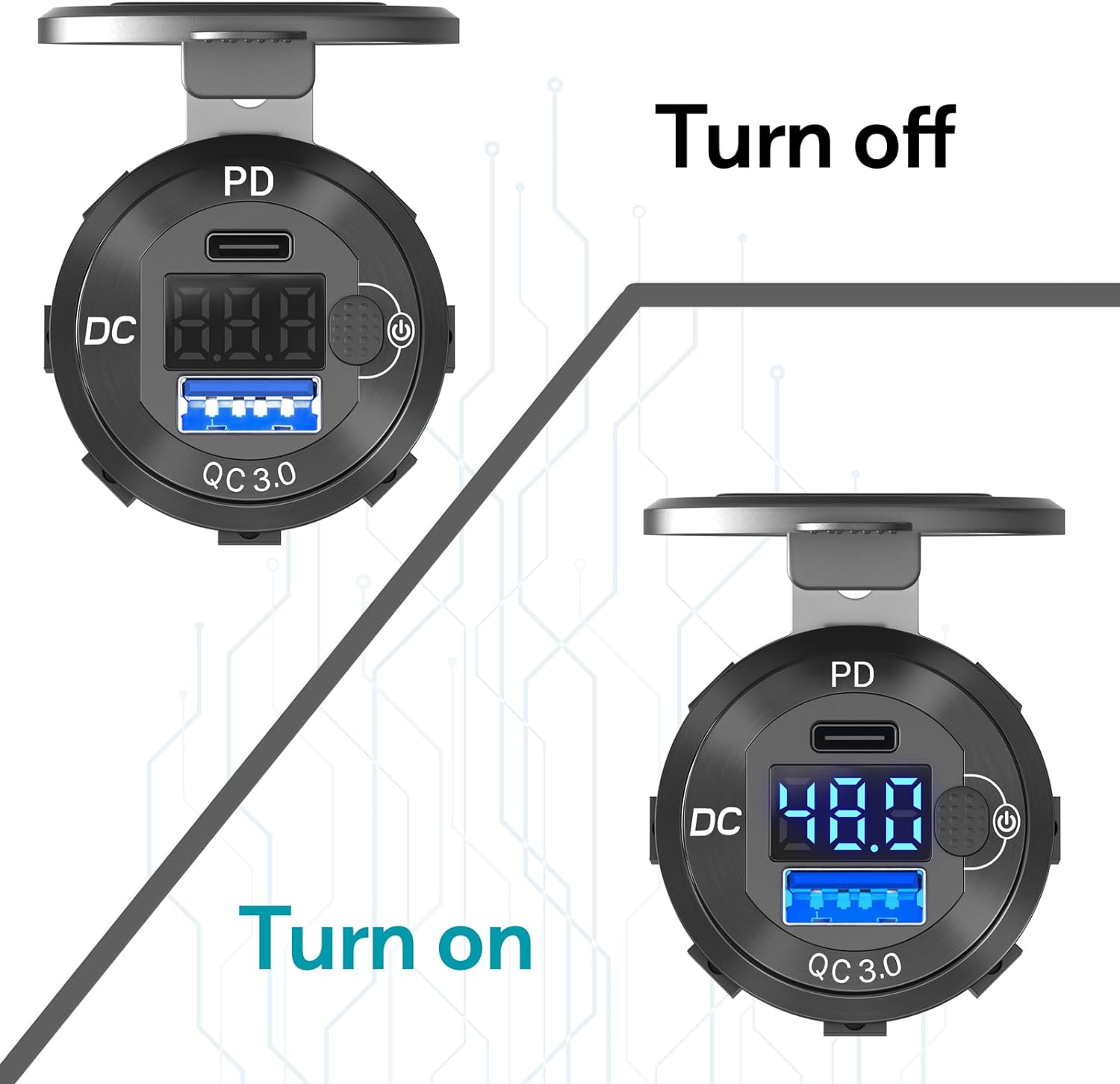 48v / 24v / 12v DC-Direct Wall Outlet (12v-60v) USB-C PD 3.0 QC 3.0 Rapid Charger - Inclusive Inc