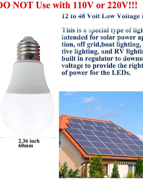 डीसी -डायरेक्ट 4 पैक 10 वी से 60 वी डीसी एलईडी बल्ब - 12V / 24V / 36V / 48V सिस्टम