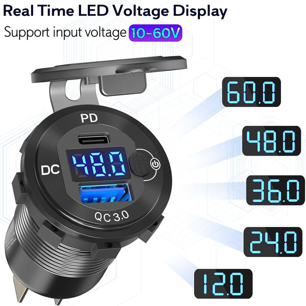 48v DC-Direct Wall Outlet (12v-60v) USB-C PD 3.0 or 3.1 Rapid Charger