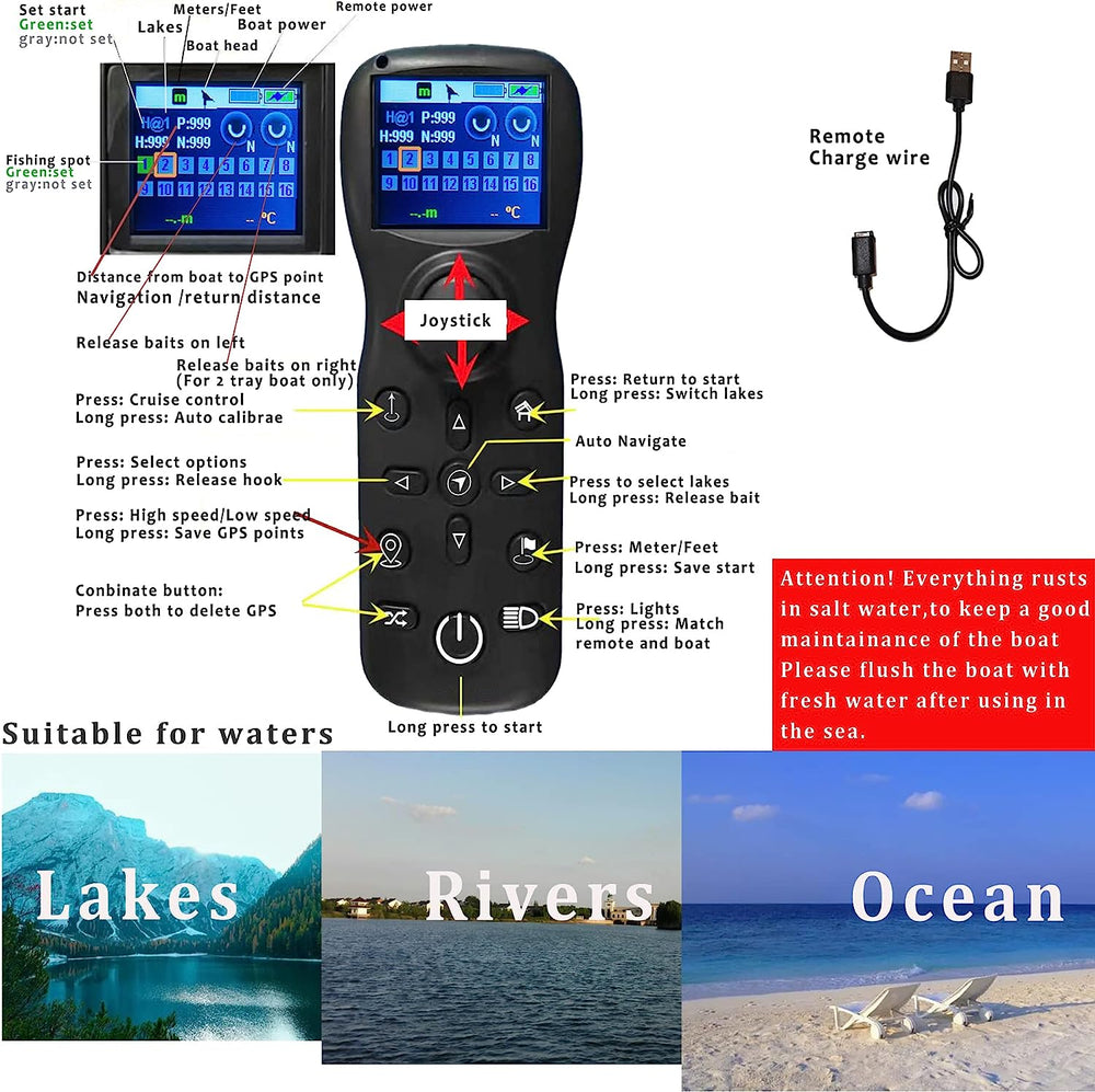 Fish Hunter Drone Fishing Boat - Adaptivt fiskealternativ till gjutning - Valfri GPS Autopilot + Sonar Djup & Fish Finder