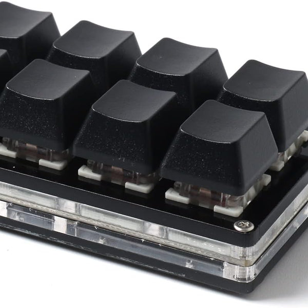 8 button programmable USB keyboard- front view at an angle Black buttons
