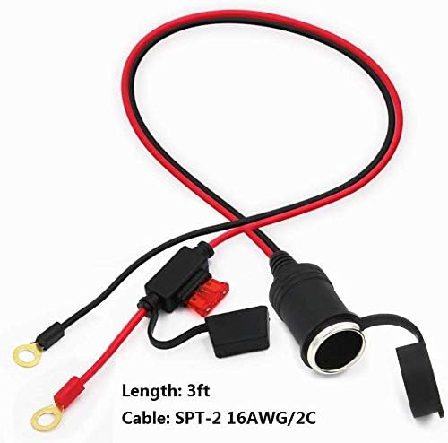 CLA Female Socket to Rings for Battery Terminals 3ft fused wire
