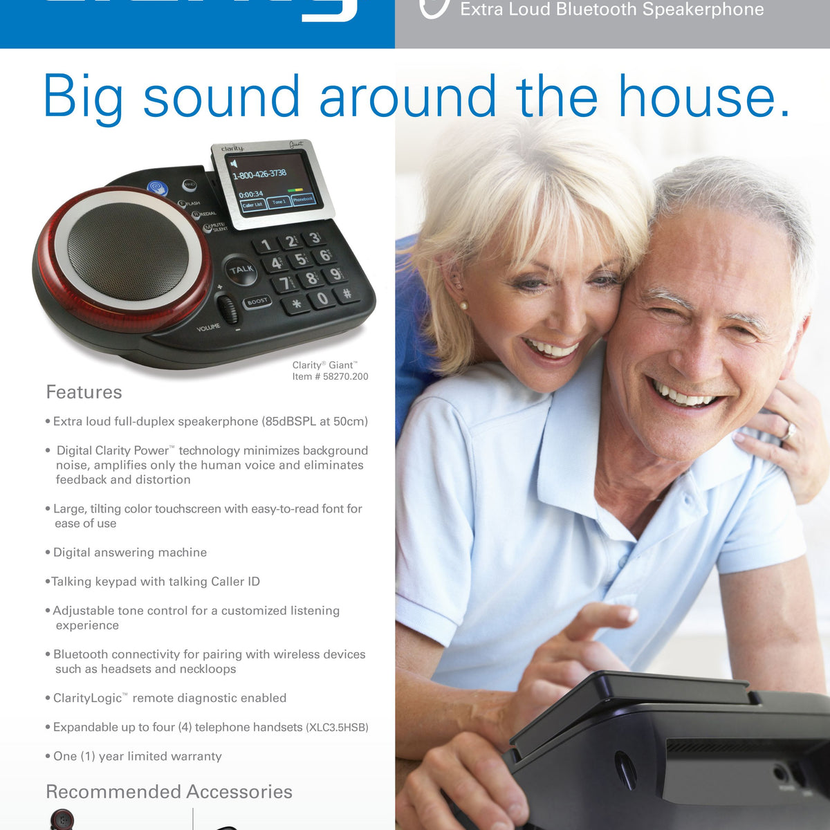 Clarity Giant Bluetooth Extra Loud Remote Controled Speakerphone