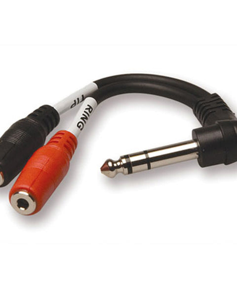 Nurse Call 6" Y Splitter -  1/4" TRS Male to Dual 3.5mm TRS Female Stereo Splitter Cable