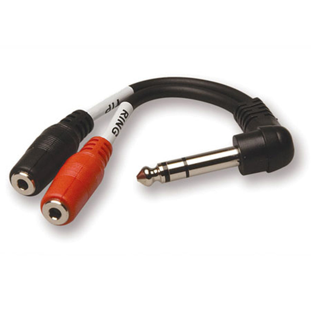 Nurse Call 6" Y Splitter -  1/4" TRS Male to Dual 3.5mm TRS Female Stereo Splitter Cable