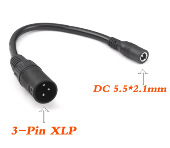 Power2Go 3-Pin XLR إلى 5.5x2.1mm كابل أنثى