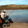 Nutte zweifeilige sich selbst setzende Rollstuhlfischereisenhalter