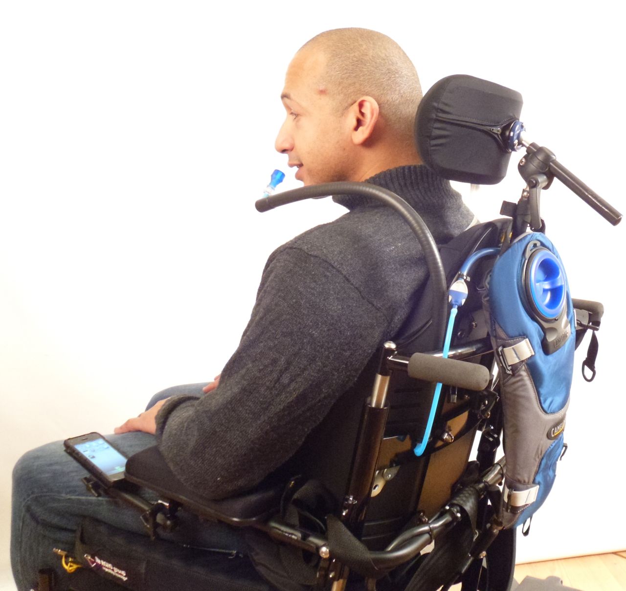 H2O Hydration & Sip / Puff / Bite Control Wheelchair Backrest Mount for Doors, Housemate, or Fortissimo - Broadened Horizons Direct