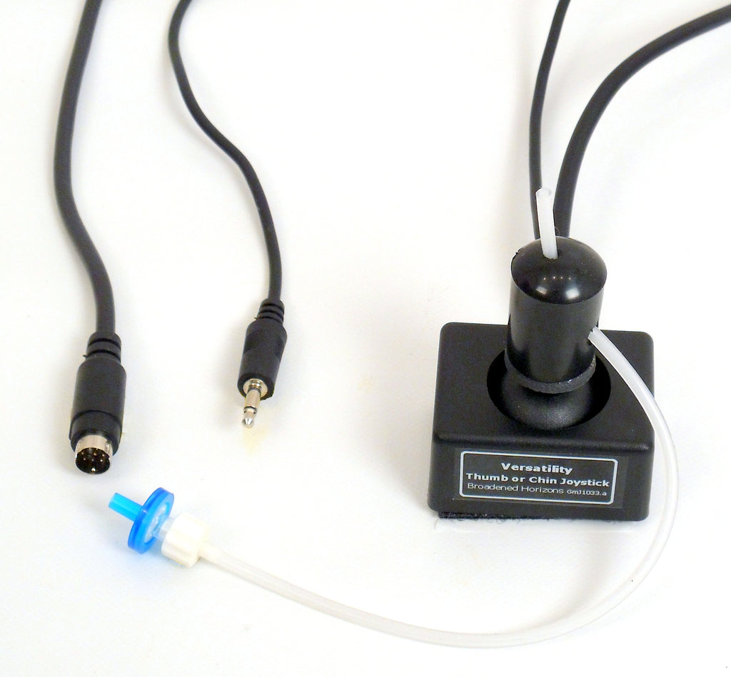 Versatility Thumb, Mouth, Chin, or Finger Mini OEM-Style Joystick with Integrated Sip-n-Puff Tubing plus Joy Button - Broadened Horizons Direct
