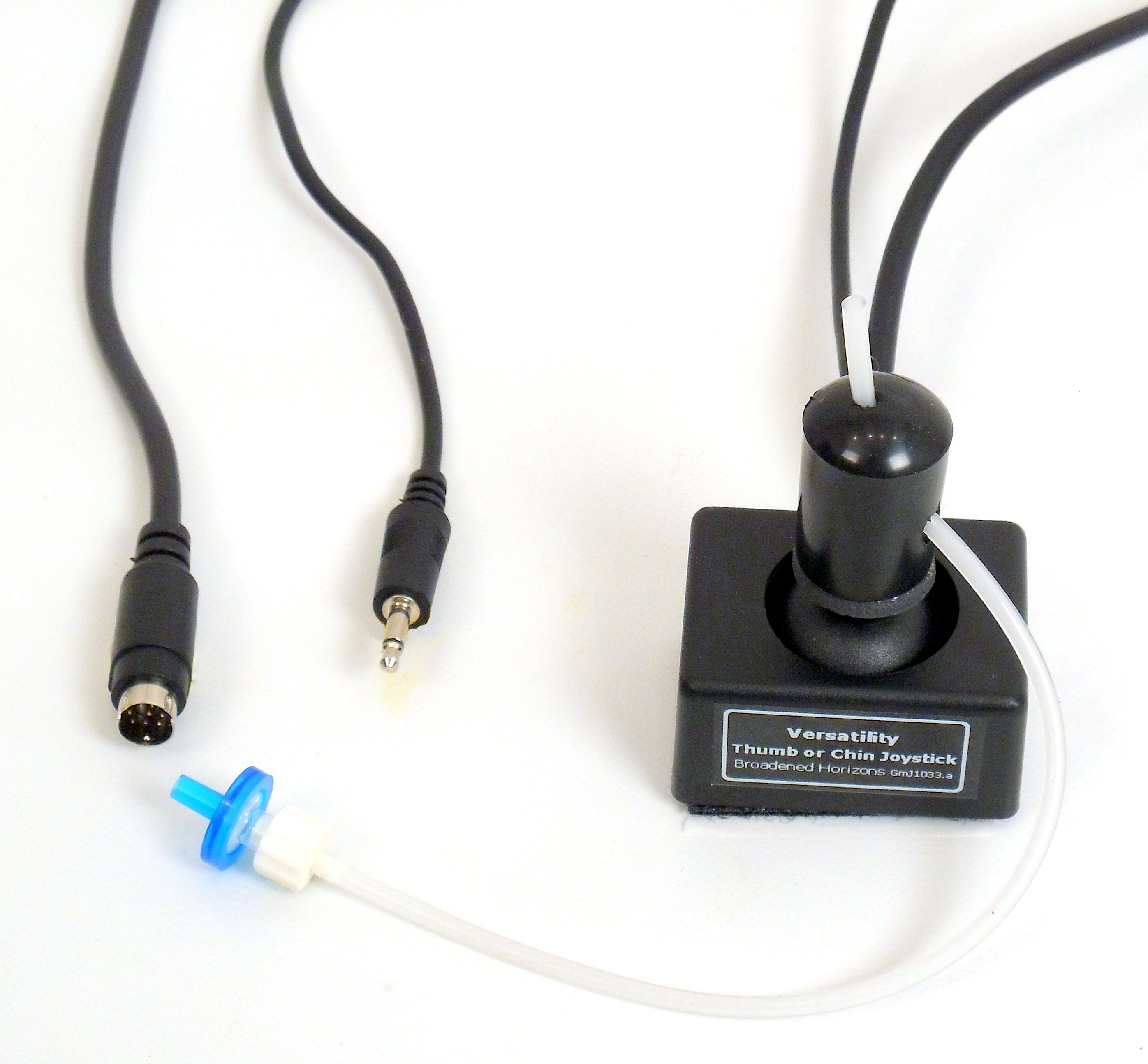 Versatility Thumb, Mouth, Chin, or Finger Mini OEM-Style Joystick with Integrated Sip-n-Puff Tubing plus Joy Button - Broadened Horizons Direct