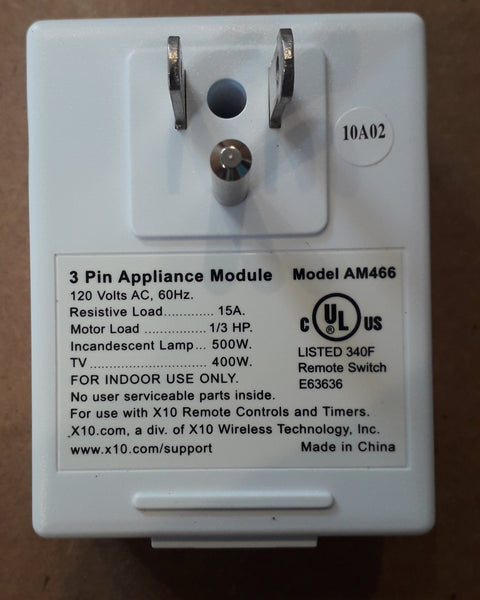 X10 AM466 3ピン接地アプライアンスモジュール