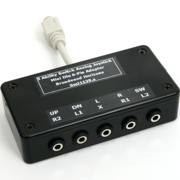 5-Ability-Switch to Mini-Din 6-Pin Digital Joystick Adapter or Joystick to 5 Switches