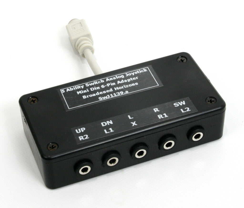 5-Ability-Switch to Mini-Din 6-Pin Digital Joystick Adapter or Joystick to 5 Switches