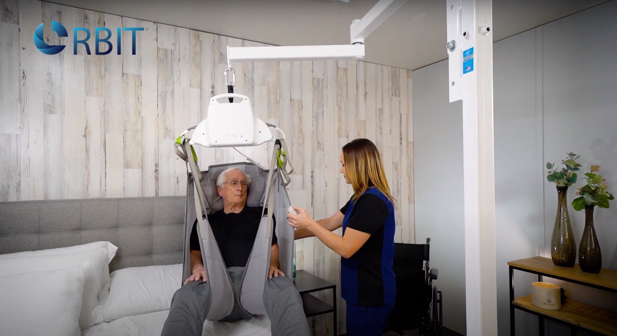 Orbit® 旋转患者转运升降臂 5 英尺可替代天花板升降机，适用于小卧室、房车、浴室