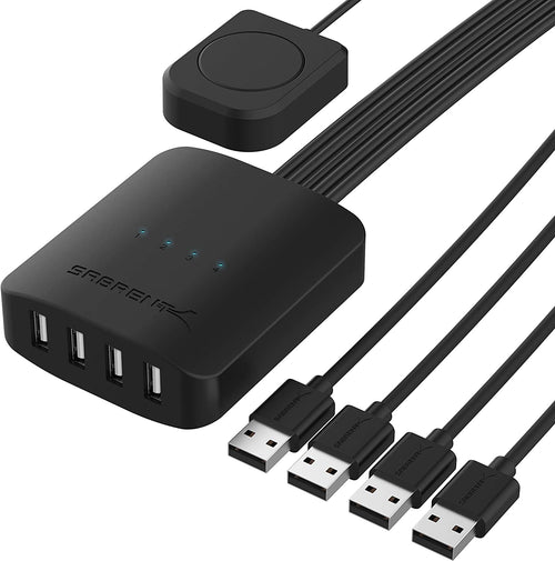 4 Device USB Switcher with remote Button - Inclusive Inc
