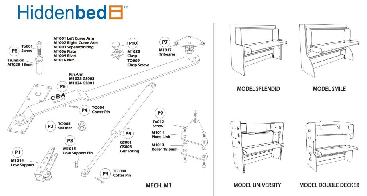 DIY Horizontal Twin (Single) Do-It-Yourself Mechanism, Plans Drawings, & Assembly Instructions - Broadened Horizons Direct