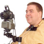 Camera Motorized Pan & Tilt Tripod Head on Robo Arm Wheelchair Mount With Chin Joystick And Click Button