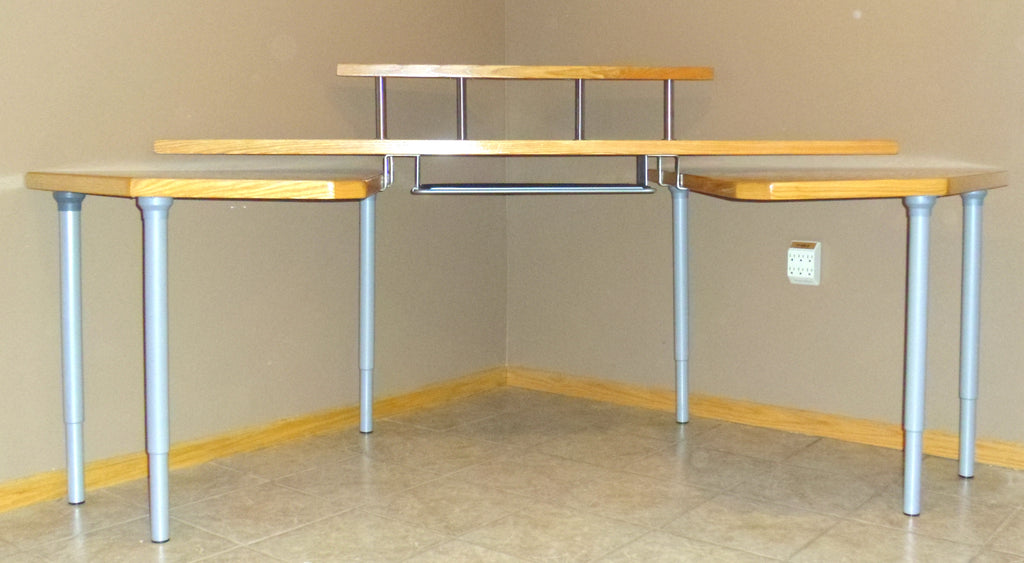 Maverick Corner Wheelchair Desk with six height adjustable legs -  front view at desk height