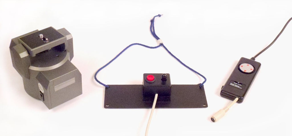 Micro Digital 4-way Chin/Fingertip Joystick with Pushbutton on Neckband with motorized Tripod Head