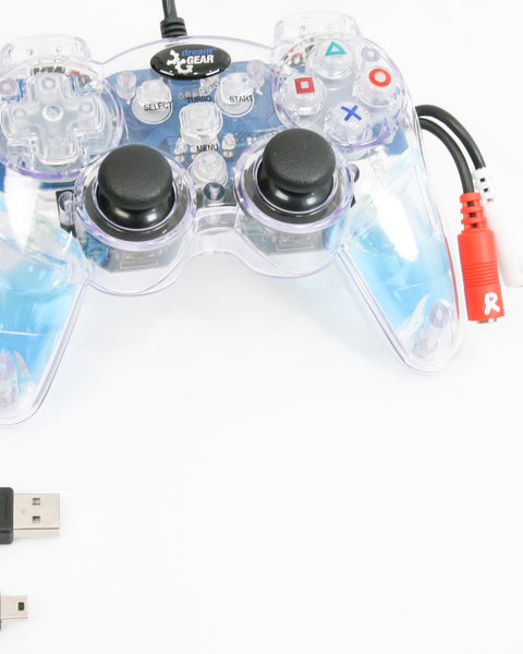 PS3/PC Wired USB Translucent Blue Videogame Controller Was Switch Enabled Triggers Includes Cronus Max Adapter