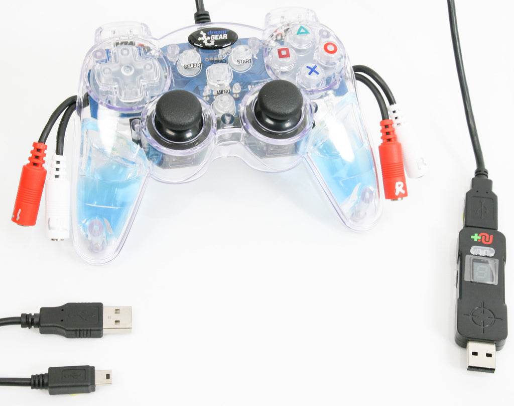 PS3/PC Wired USB Translucent Blue Videogame Controller Was Switch Enabled Triggers Includes Cronus Max Adapter