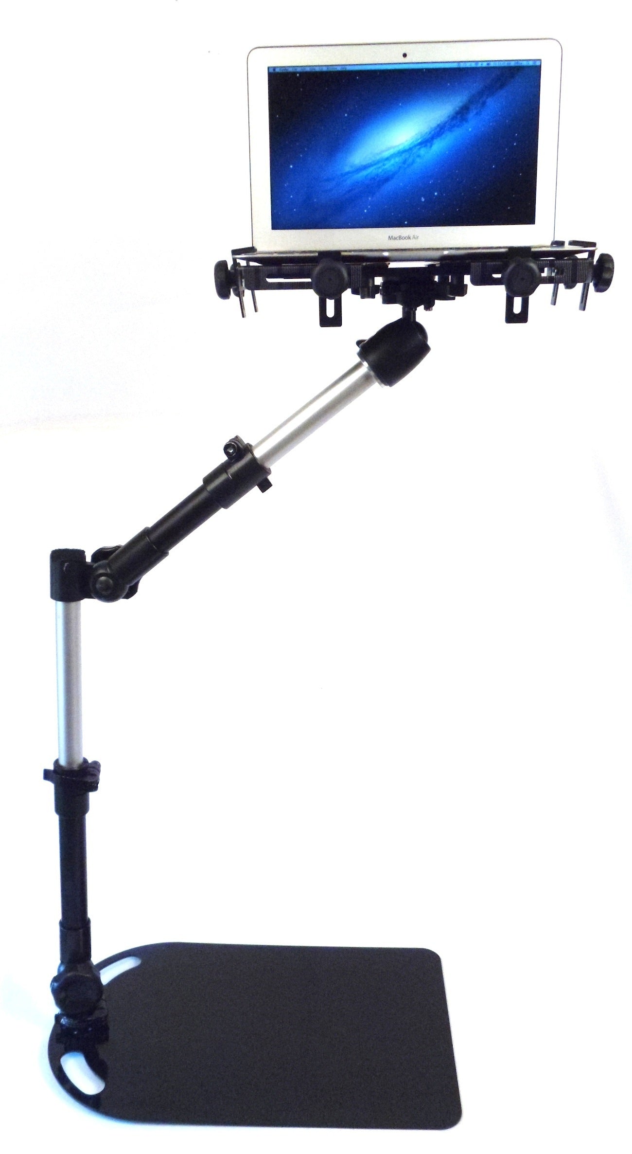Robo Arm + Bed Mattress Base holding Macbook Air