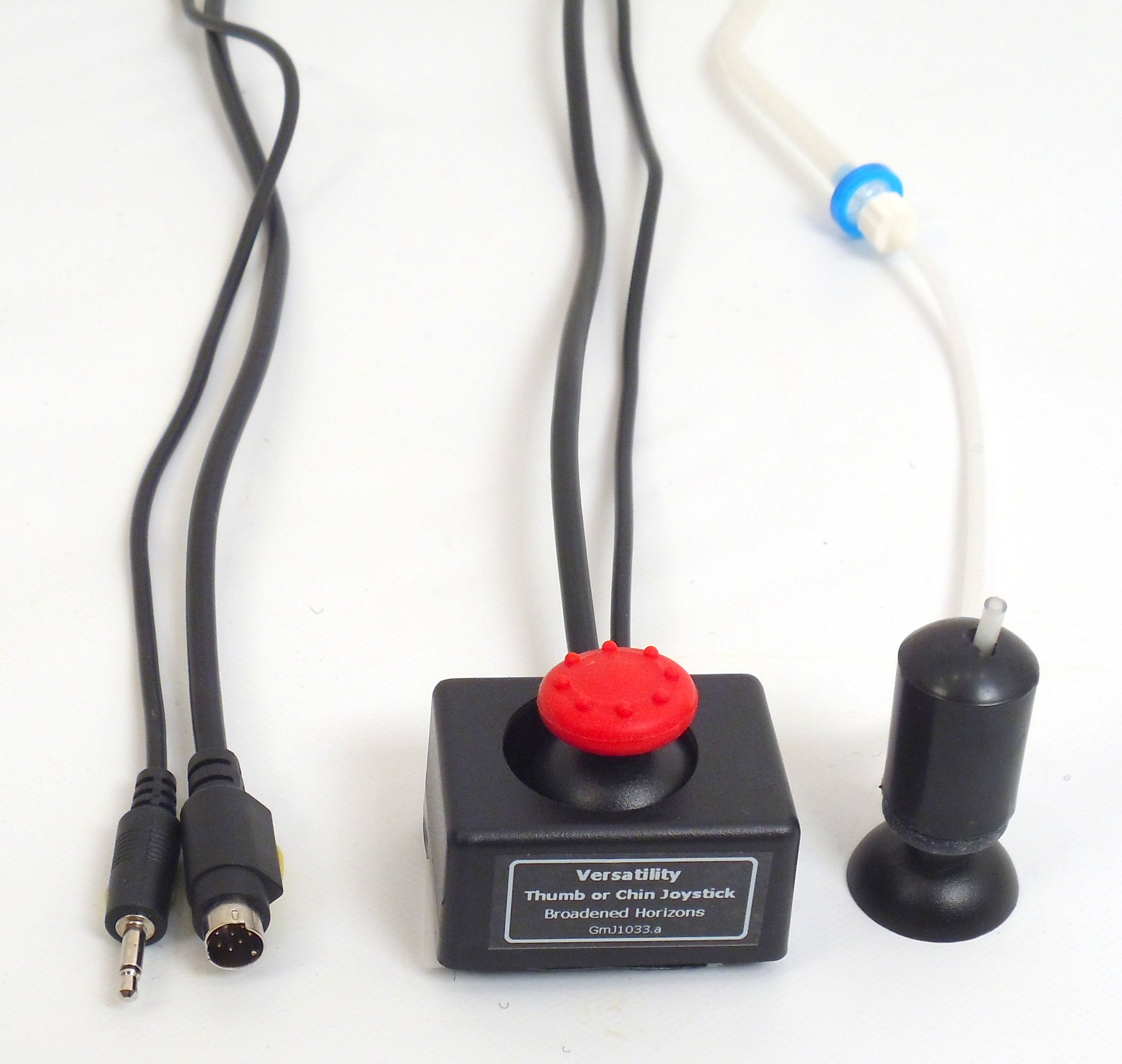 Versatility Thumb, Mouth, Chin, or Finger Mini OEM-Style Joystick with Integrated Sip-n-Puff Tubing plus Joy Button 