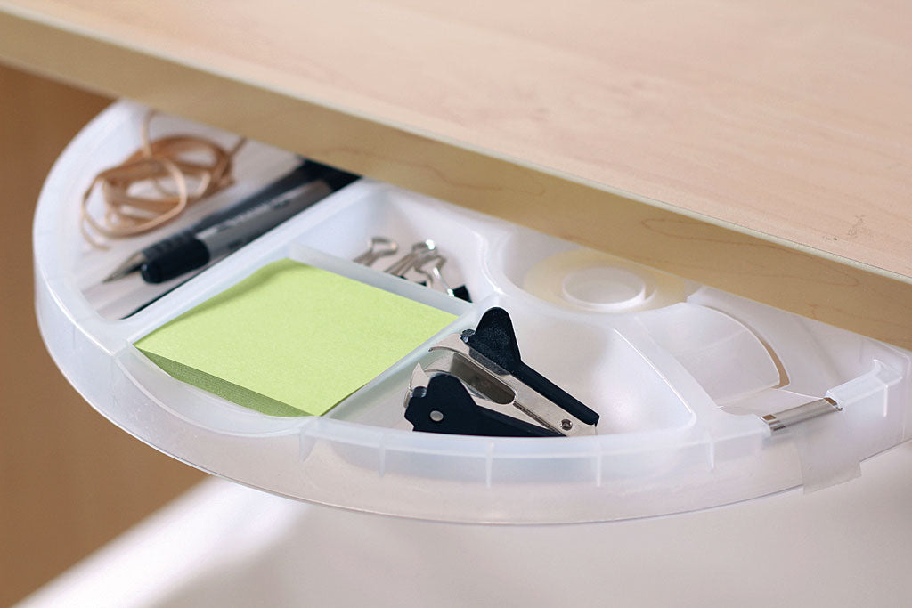 Rotating Storage Tray for under Monitor Shelf (Large Black) - Broadened Horizons Direct