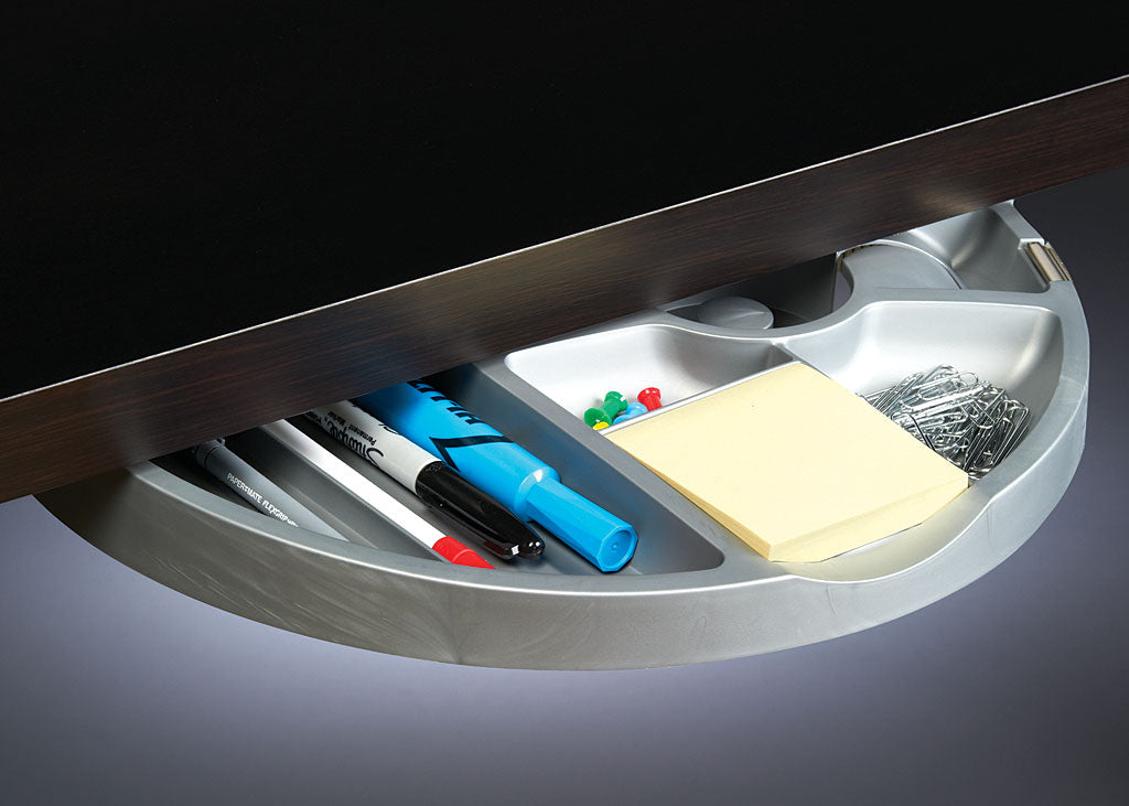 Rotating Storage Tray for under Monitor Shelf (Large Black) - Broadened Horizons Direct