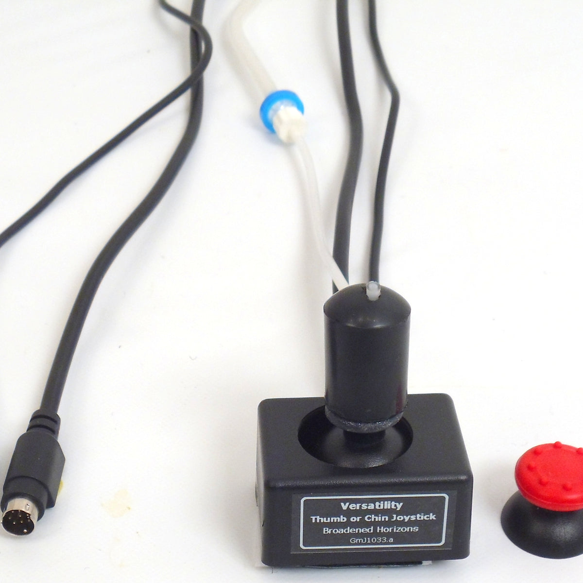 Versatility Thumb, Mouth, Chin, or Finger Mini OEM-Style Joystick with Integrated Sip-n-Puff Tubing plus Joy Button - Broadened Horizons Direct