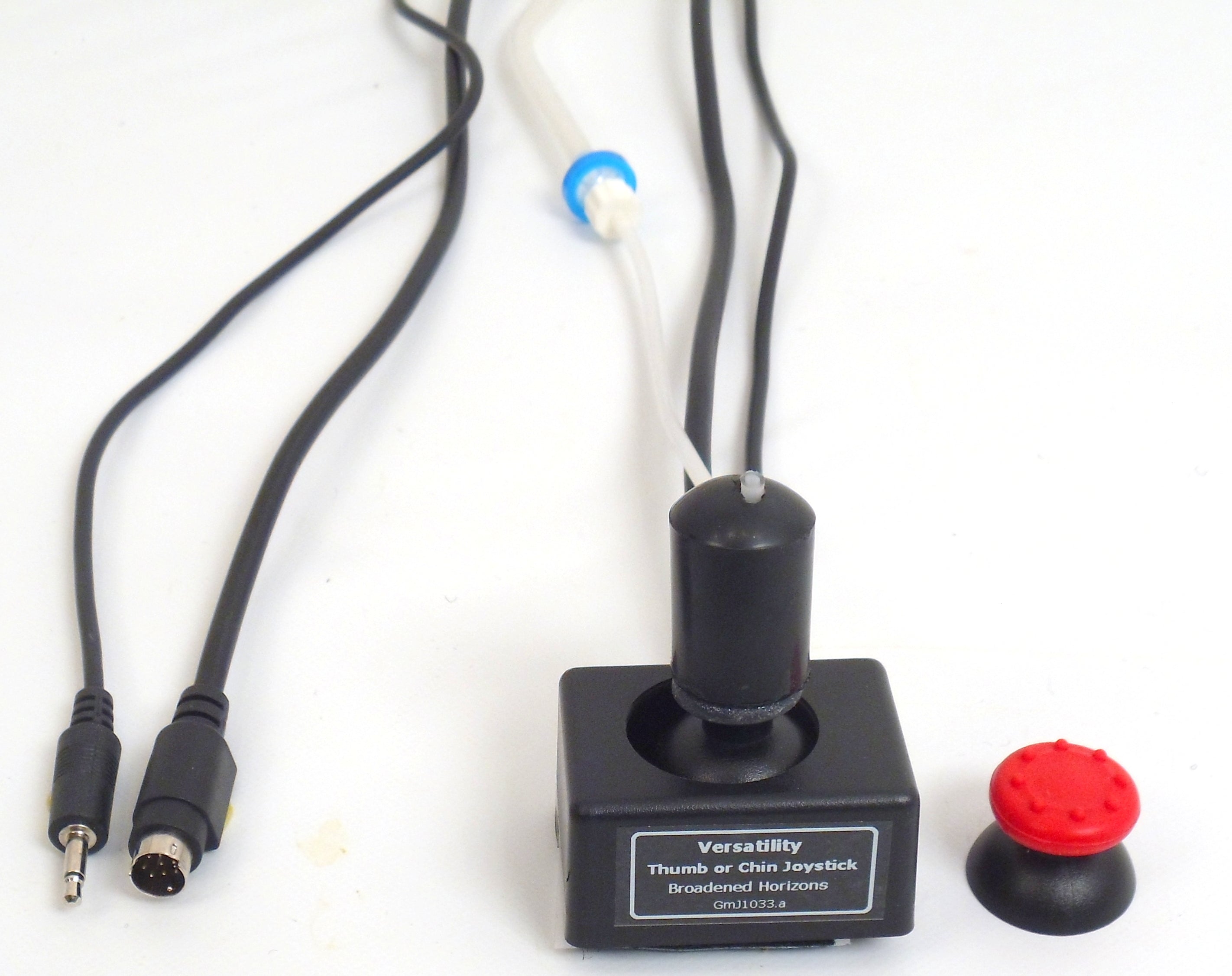 Versatility Thumb, Mouth, Chin, or Finger Mini OEM-Style Joystick with Integrated Sip-n-Puff Tubing plus Joy Button - Broadened Horizons Direct