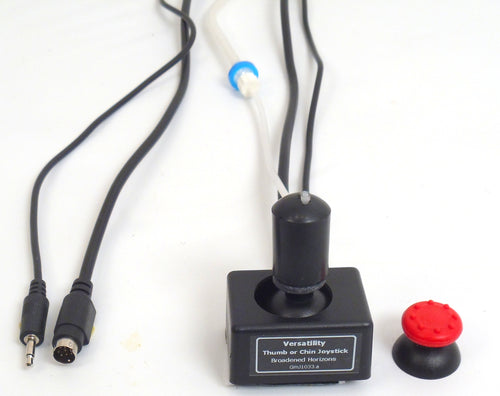 Versatility Thumb, Mouth, Chin, or Finger Mini OEM-Style Joystick with Integrated Sip-n-Puff Tubing plus Joy Button - Broadened Horizons Direct