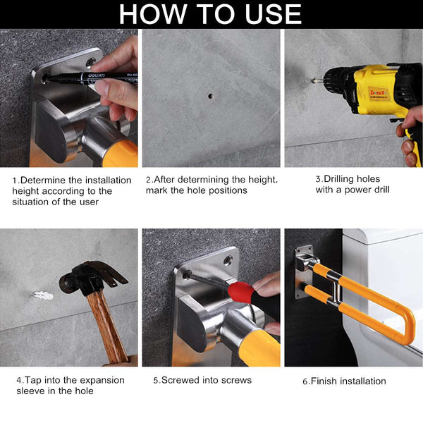 折叠式马桶扶手 - 不锈钢